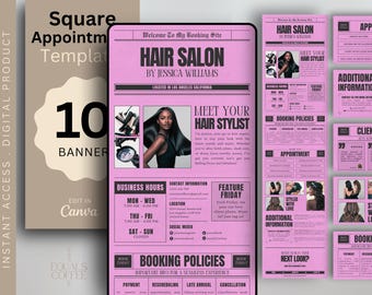 Sjabloon Haar Vierkant Afspraken Sjabloon Roze Sjabloon Boekingssite Sjabloon Kappercanva Krant Website Banner Sjabloon Vierkante sjabloon