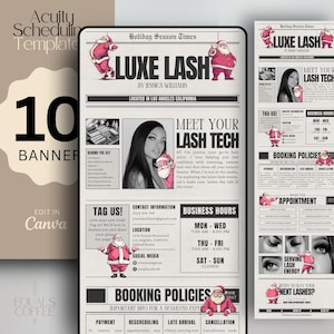 Christmas Acuity Lash Booking Template Lash Website Banner Canva Template Lash Tech Acuity Scheduling Site Newspaper Booking Site Template