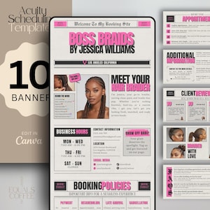 Braiders Acuity Booking Template Braids Website Banner Template Acuity Website Templates Braiders Acuity Template Canva Newspaper Booking