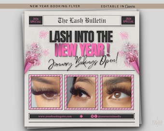 January Lash Flyer New Year Booking Flyer Lash Tech Flyer Book Now Flyer, January Books Open Lash Artist Flyers Holiday Lash Sale Newspaper