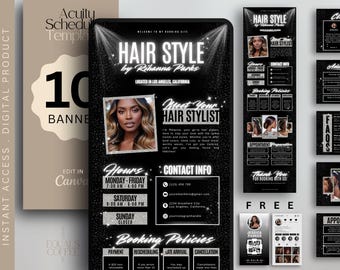 Hairstylist Acuity Scheduling Template Hair Acuity Booking Template Black Acuity Canva Template Website Booking Schedule Website Acuity Site