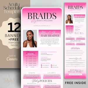 Braid Acuity Template Pink Scheduling Template Acuity Braiding Website Template Canva Business Braid Booking Site Templates Acuity Booking