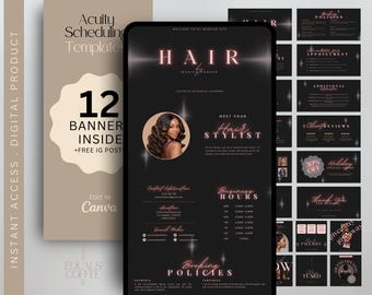 Black Acuity Scheduling Template Hair Stylist Canva Template DIY Schedule Acuity Template Hair Business Acuity Booking Page Website Template