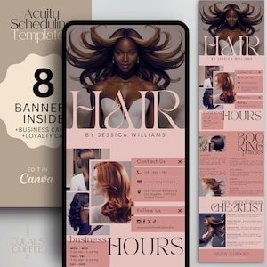 Pink Acuity Scheduling Template Hair Stylist Canva Template DIY Schedule Acuity Template Hair Business Acuity Booking Page Website Template