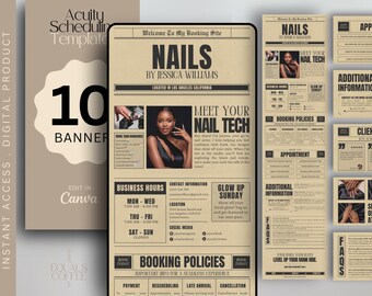 Newspaper Acuity Template Nail Scheduling Template Acuity Website Templates Canva Nail Tech Booking Site Template Nail Acuity Website Banner