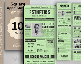 Plantillas de reserva ecológicas Sitio de reservas de Esthetician Square Plantilla de citas de Esthetician Square Sitio web de reservas de Esthetician Esthetician