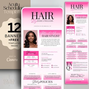 Pink Acuity Scheduling Template Hair Stylist Canva Template DIY Schedule Acuity Template Hair Business Acuity Booking Page Website Template