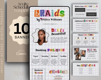 Braiders Acuity Website Braids Booking Site Template White Acuity Website Template Braiding Acuity Schedule Template Canva Cute Booking Page