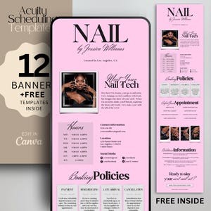 Nail Tech Acuity Scheduling Template Pink Acuity Template Nail Stylist Acuity Booking Page Canva Template Nail Tech Acuity Website Banner
