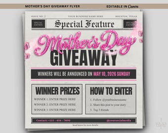 Mother's Day Raffle Giveaway Flyer Hair Special Flyer Mother Day Raffle Templates Giveaway Template Mother's Day Flyer Nail Deal Flyer Canva