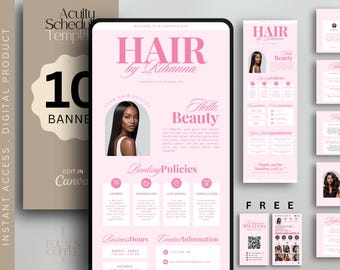 Pink Acuity Templates Hairstylist Acuity Booking Hair Template Hair Sylist Acuity Canva Booking Template Hair Website Acuity Schedule Site