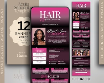 Black Acuity Template Hair Stylist Pink Acuity Scheduling Template Hair Salon Website Banner Hair Booking Template Site, DIY Canva Template
