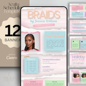 Braid Acuity Template Pastel Website Designs Braids Acuity Booking Templates Braiders Acuity Booking Site Template Scheduling Acuity Canva