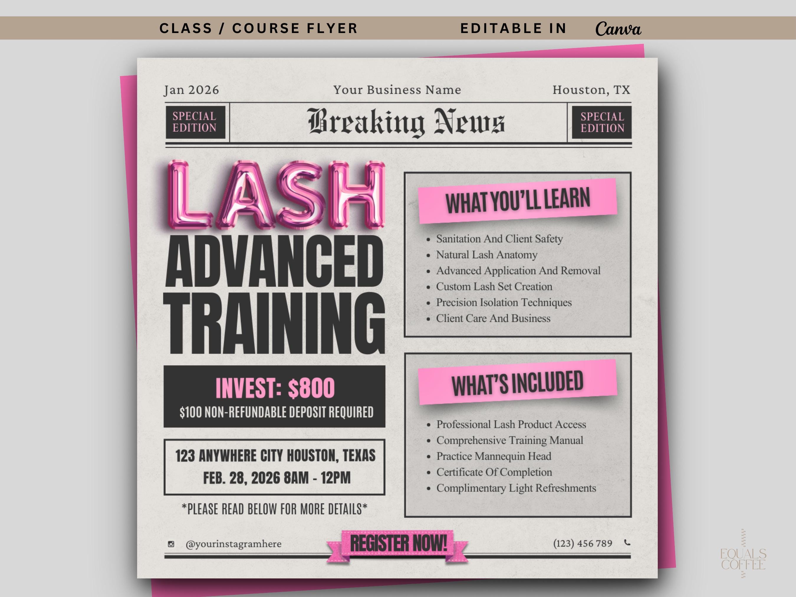 Lash Training Course Flyers, Lashtech Flyer Lash Class Coaching Flyer ...