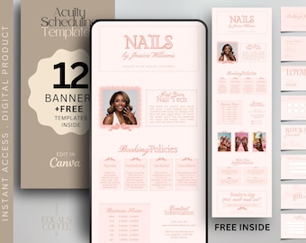 Nail Acuity Scheduling Templates Nails Acuity Website Banner Template Nail Tech Booking Site Template Acuity Booking Website Canva Acuity