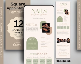 Boho-boekingssjabloon Nail Square-afsprakensjabloon Nail Tech-boekingssitesjabloon Nail Square-boekingssjabloon Nails Square-boeking