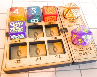 Spell Tracker (Spell Slots + Save DC/Attack Bonus) - Classic Design | Lasercut Accessory for D&D