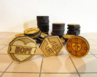 Fichas de esperanza, miedo y hechizo de Daggerheart