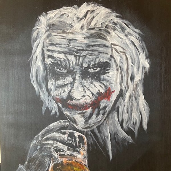 Joker , schwarz weiß, Wandbild , Unikat, Acryl auf Leinwand, Wohnzimmer, Deko,