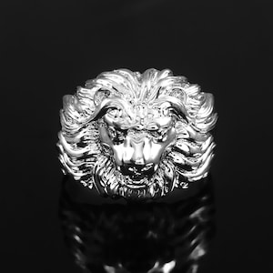 Lion Ring 925 Sterling Silver Ring For Men, Designer Lion Head Ring, King Of The Beasts Ring, Wild Lion Ring For Boyfriend, Gift For Boys