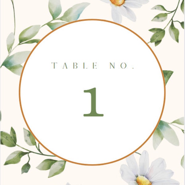 5x7 Inch Pre-Made Bohemian Chic Table Numbers. Customizable for your Special Day! Easy to Print. Reception Table Numbers.