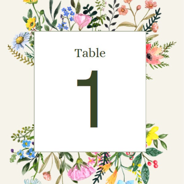 5x7 Inch Pre-Made Bohemian Chic Table Numbers. Customizable for your Special Day! Easy to Print. Reception Table Numbers.
