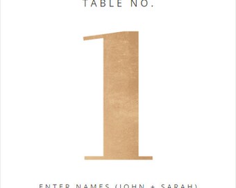 5x7 Inch Minimalist Gold Wedding Table Numbers, Modern and Simple Table Numbers, Templet Table Numbers, and Reception Table Numbers