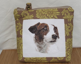 Zipped Pouch with Jack Russell Head