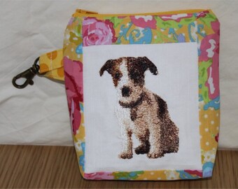 Zipped Pouch With Cute Jack Russell Sitting