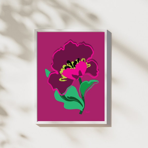 Abstract Purple Parrot Tulip, Flower Art Poster, Colorful Modern Floral Prints, Printable Art For Home, Office & Greeting Cards
