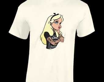 Alice tattoos mens t shirt funny Kids goth punk design music retro classic