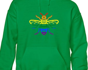 Manchester bee pride hoody hoodie gay pride lgbtq lesbian fashion rainbow flag Funny Gift Present Dad Husband Boys Kids Top