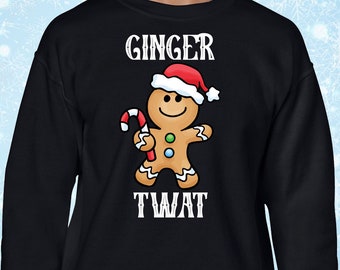 Ginger tw*t christmas jumper sweater gfestive xmas top sweater funny rude Christmas Santa Elf Festive Jumper Sweater Top