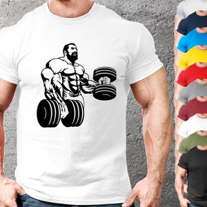 Bicep curls gym t-shirt mens gym clothing | workout training bodybuilding gym-t Gym Fitted Tops Bodybuilding Weightlifting Bild 2