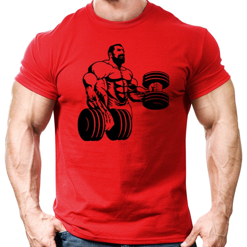 Bicep curls gym t-shirt mens gym clothing t workout training vest bodybuilding Gym Fitted Tops Bodybuilding Weightlifting image 10