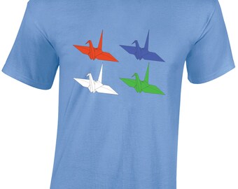 Paper cranes origami mens t shirt cool japanese anime design japan top Funny Top Boys Kids Mens Gift Idea Dad Husband