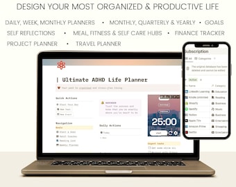 Modello Notion Planner ADHD Dashboard Notion Planner digitale ADHD Modelli Notion ADHD per adulti Pianificatore di concentrazione Produttività Pianificatore di cura di sé