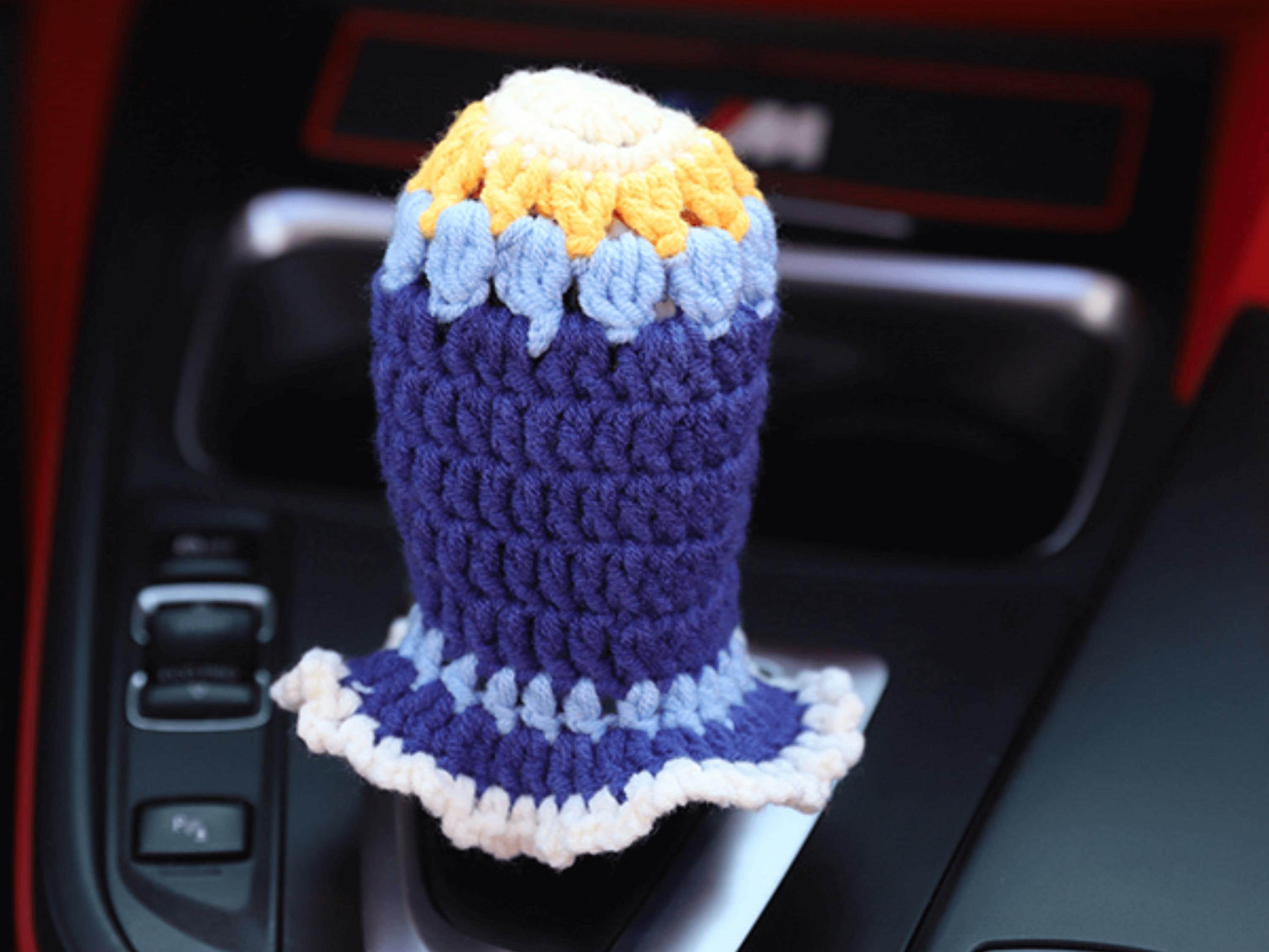 かぎ針編みのひまわりシフトノブカバー、ユニバーサルかわいい