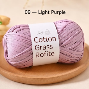 100% Cotton Straw Raffia Yarn, 4mm 50g 109yds 24 Colors, Crochet Bags, Summer Hats 09-Light Purple
