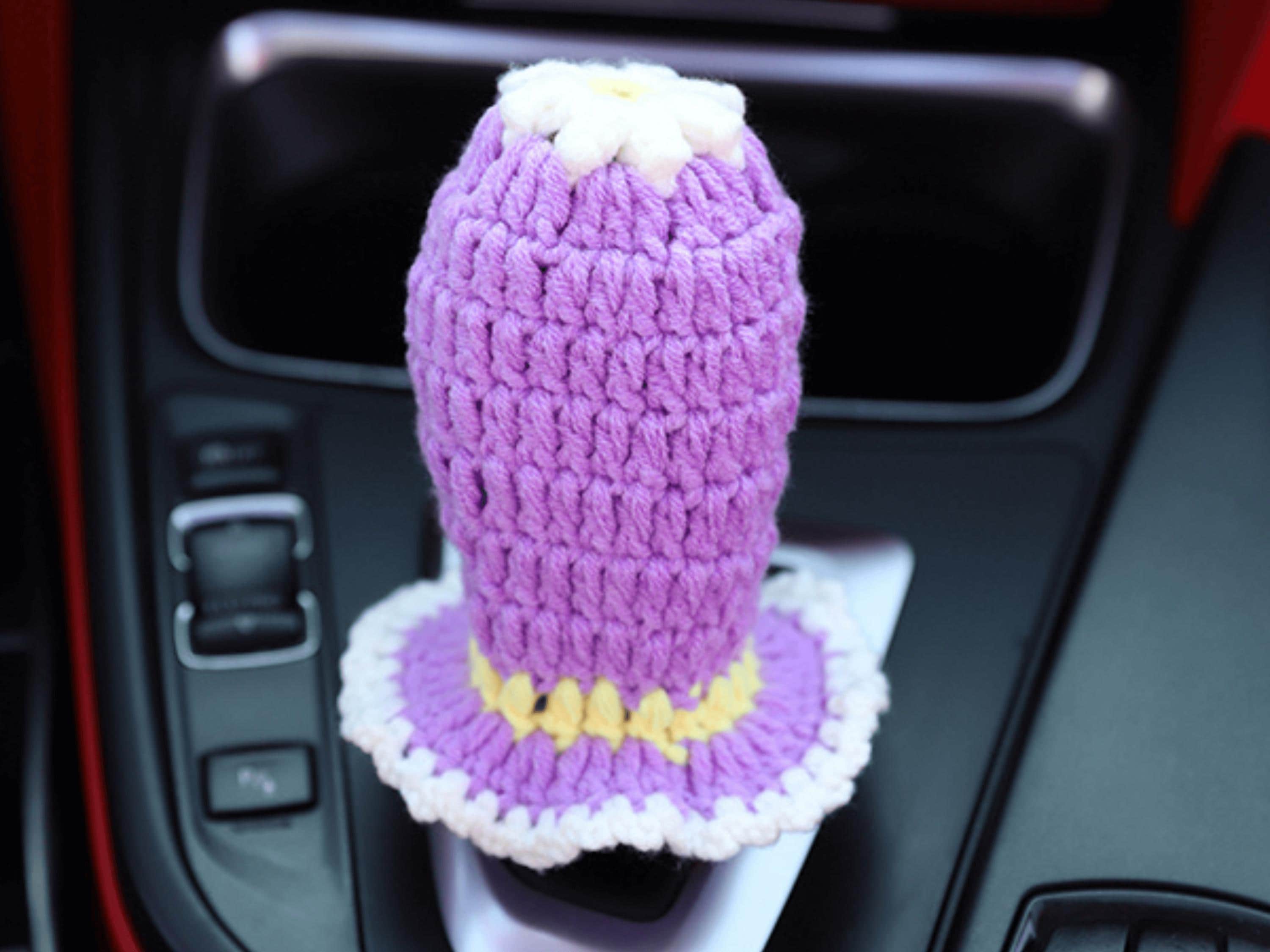 かぎ針編みのひまわりシフトノブカバー、ユニバーサルかわいい