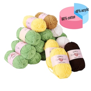 5-Color CSWCS Crochet Cotton Yarn 50 g / 1.69 oz Ideal for Blanket, Amigurumis, throws, Pillow, Baby projects, Knitting yarn 109 yds / 100 m