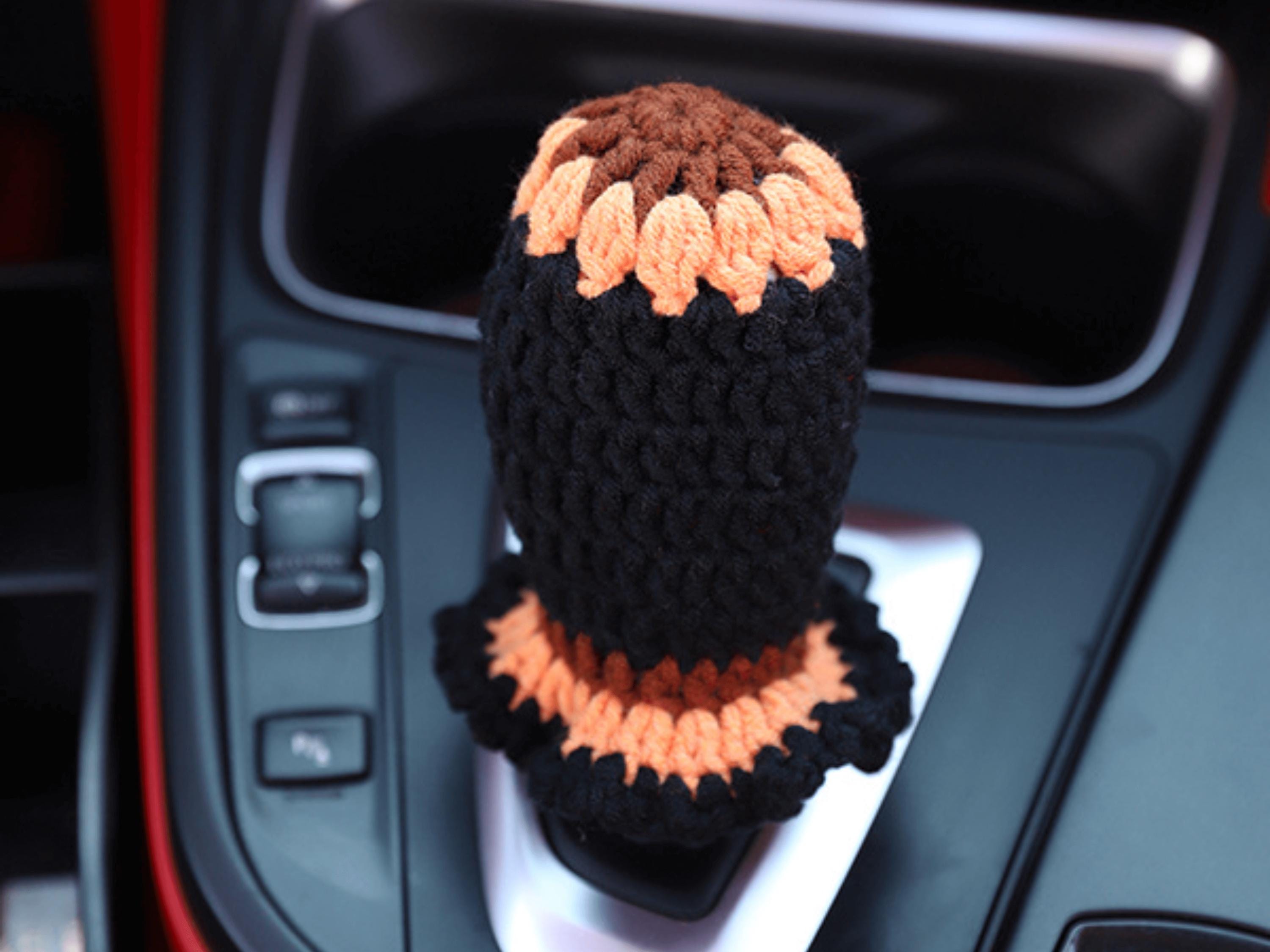 かぎ針編みのひまわりシフトノブカバー、ユニバーサルかわいい