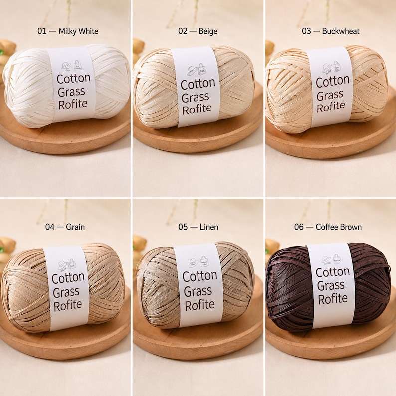 100% Cotton Straw Raffia Yarn, 4mm 50g 109yds 24 Colors, Crochet Bags, Summer Hats image 17