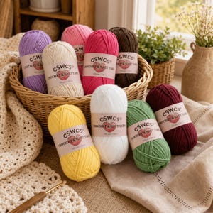 CSWCS Cotton Blend Yarn, Sport Weight for Crochet and Knitting Projects