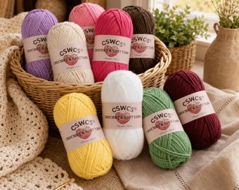CSWCS Cotton Blend Yarn, Sport Weight for Crochet and Knitting Projects