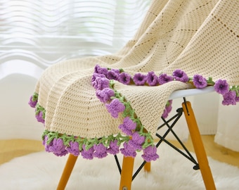 いちご畑ブランケット ブーケブランケット モチーフ編み インテリア