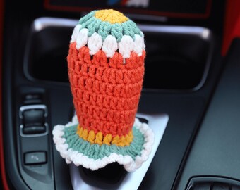 かぎ針編みのひまわりシフトノブカバー、ユニバーサルかわいい