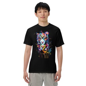 Unisex garment-dyed heavyweight t-shirt tiger art drawing, tiger colorful
