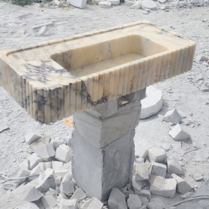 Calacatta Viola Marble Sink, Special Order Sink,Calacatta Violet Marble Sink, Wall Mounted Marble Sink, Big Marble Sink
