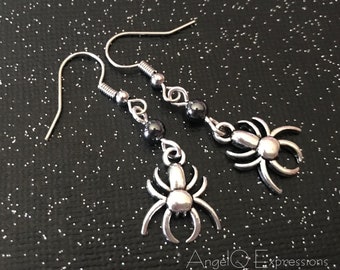 Itsy Bitsy Spider Earrings with Hematite